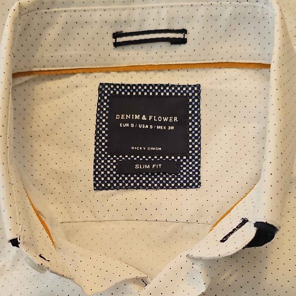Denim & Flower Men's White Polka Dot Shirt